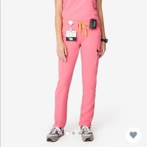 Figs Neon Pink Skinny scrub pants